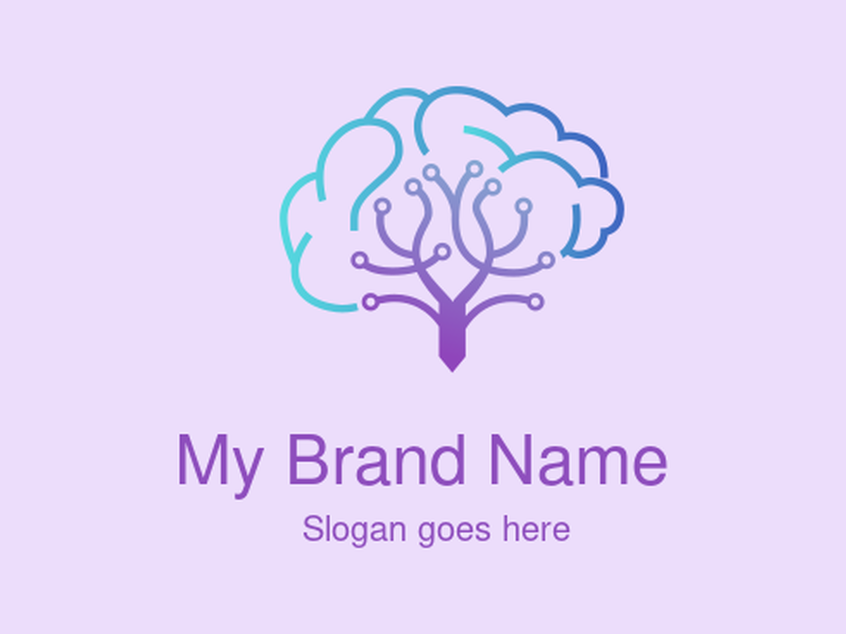 Abstract Brain Tree Logo for Technology, Artificial Intelligence, and Innovation